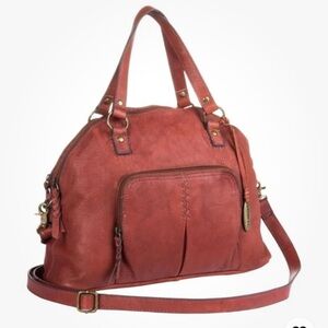 Born Genuine Leather Brown Canterton Satchel Organizer Handbag Saddle Purse